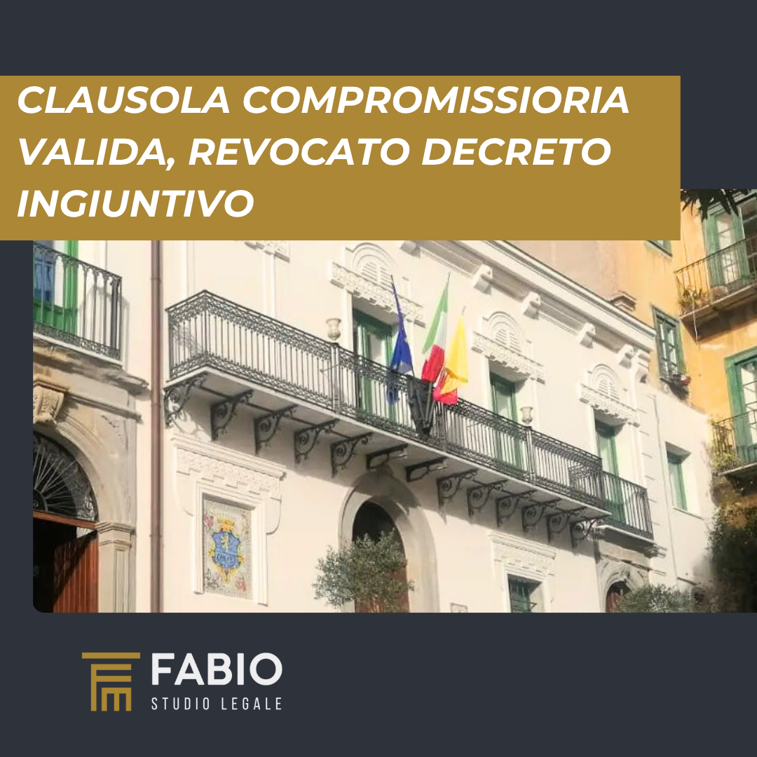 Clausola compromissoria valida, revocato decreto ingiuntivo a carico del comune