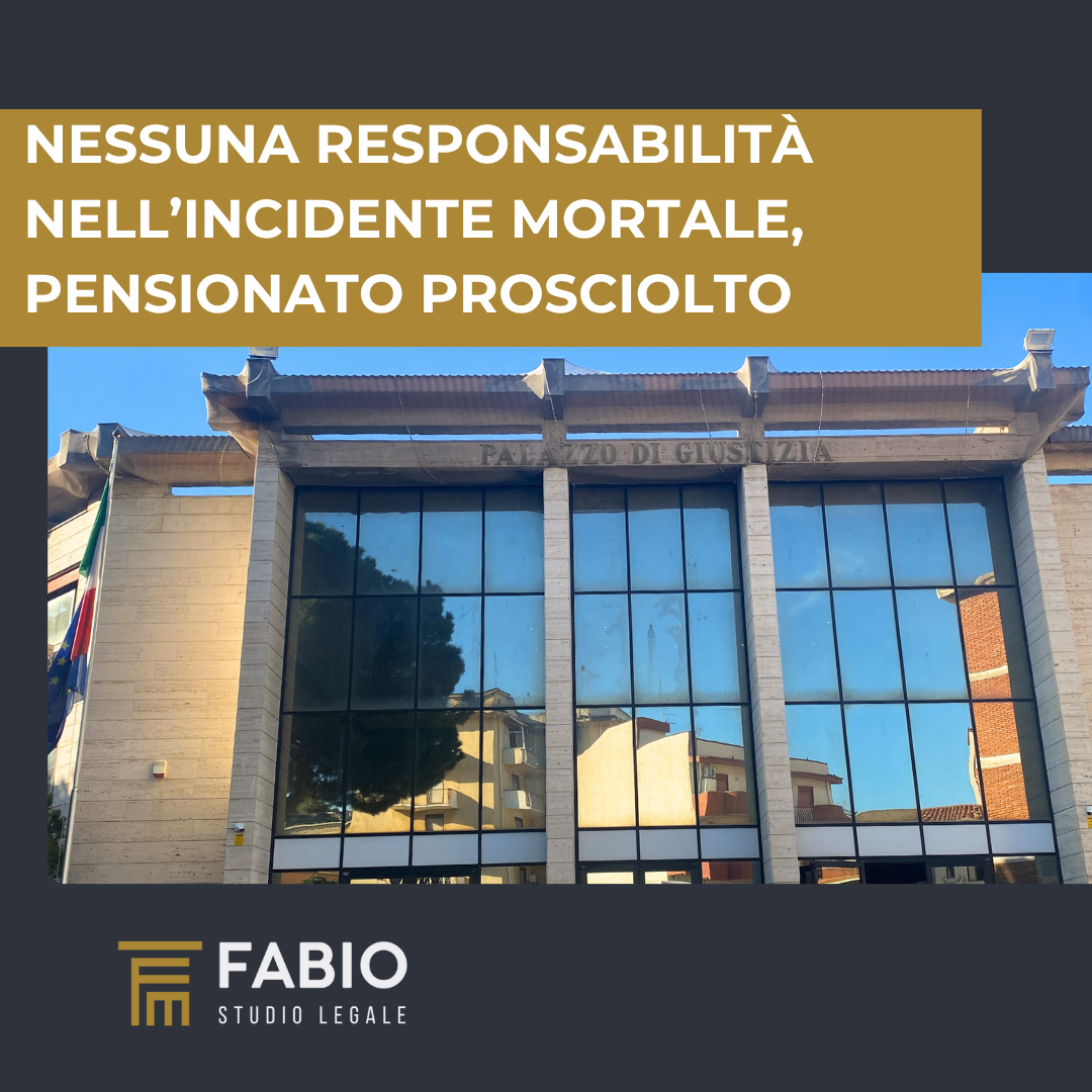 Nessuna responsabilità nell’incidente mortale, pensionato prosciolto